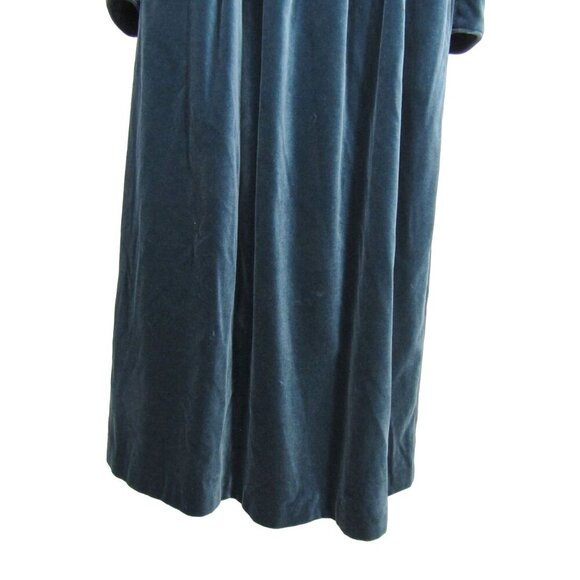 VTG LAURA ASHLEY S M Velour Velvet Whimsigoth Goth Witchy Midi Maxi Teal Dress - Picture 3 of 11